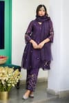 Buy_Trendy Tokari_Purple Silk, Chanderi, Cotton, Organza Embroidery Kurta Set _at_Aza_Fashions