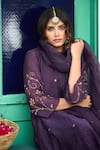 Trendy Tokari_Purple Silk, Chanderi, Cotton, Organza Embroidery Kurta Set _at_Aza_Fashions