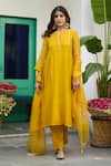 Buy_Trendy Tokari_Yellow Silk, Chanderi, Cotton, Organza Embroidery Kurta Set _at_Aza_Fashions