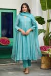 Buy_Trendy Tokari_Blue Silk, Chanderi, Cotton, Organza Embroidery Kurta Set _at_Aza_Fashions
