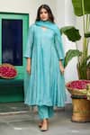 Trendy Tokari_Blue Silk, Chanderi, Cotton, Organza Embroidery Kurta Set _at_Aza_Fashions