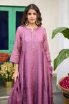 Buy_Trendy Tokari_Purple Silk, Chanderi, Cotton, Organza Embroidery Placement Kurta Set _Online_at_Aza_Fashions