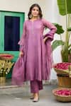 Buy_Trendy Tokari_Purple Silk, Chanderi, Cotton, Organza Embroidery Placement Kurta Set _at_Aza_Fashions