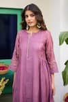 Trendy Tokari_Purple Silk, Chanderi, Cotton, Organza Embroidery Placement Kurta Set _at_Aza_Fashions
