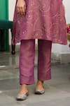 Trendy Tokari_Purple Tissue, Cotton, Organza Embroidery Thread Kurta Set _Online_at_Aza_Fashions