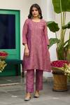 Shop_Trendy Tokari_Purple Tissue, Cotton, Organza Embroidery Thread Kurta Set _Online_at_Aza_Fashions