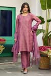 Buy_Trendy Tokari_Purple Tissue, Cotton, Organza Embroidery Thread Kurta Set _at_Aza_Fashions