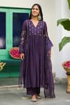 Buy_Trendy Tokari_Purple Silk, Chanderi, Cotton, Organza Embroidery Kurta Set _at_Aza_Fashions