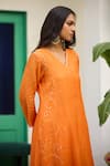 Buy_Trendy Tokari_Orange Silk, Chanderi, Cotton, Organza Embroidery Hand Kurta Set _Online_at_Aza_Fashions