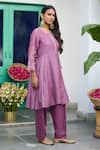 Trendy Tokari_Purple Silk, Chanderi, Cotton, Organza Embroidery Straight Kurta Set _Online_at_Aza_Fashions
