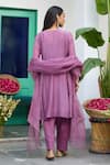 Shop_Trendy Tokari_Purple Silk, Chanderi, Cotton, Organza Embroidery Straight Kurta Set _at_Aza_Fashions