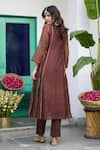 Shop_Trendy Tokari_Brown Silk, Chanderi, Cotton, Organza Embroidery Kurta Set _at_Aza_Fashions