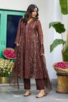 Buy_Trendy Tokari_Brown Silk, Chanderi, Cotton, Organza Embroidery Kurta Set _at_Aza_Fashions