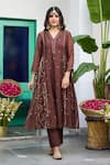 Trendy Tokari_Brown Silk, Chanderi, Cotton, Organza Embroidery Kurta Set _at_Aza_Fashions