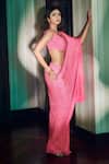 Buy_Itrh_Pink Jersey Crystals Meraki Embellished Pre-stitched Saree With Blouse _at_Aza_Fashions
