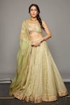 Buy_Itrh_Gold Silk Organza, Chanderi, Lampi Gota Lehja Embroidered Bridal Lehenga Set _at_Aza_Fashions