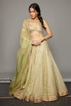 Shop_Itrh_Gold Silk Organza, Chanderi, Lampi Gota Lehja Embroidered Bridal Lehenga Set _at_Aza_Fashions