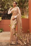 Shop_Itrh_Gold Chanderi Silk, Tissue, Lampi Embroidery, Gaja Kavya Saree With Blouse _at_Aza_Fashions