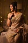 Buy_Itrh_Ivory Chanderi Silk, Tissue, Lampi Mirrors, Gaja Kavya Saree With Work Blouse 