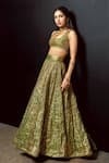Shop_Itrh_Green Lampi Gota Patti Angoori Resham Embroidered Lehenga And Blouse Set _at_Aza_Fashions