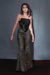 Buy_Itrh_Black Net Fringe Bhadri Corset And Printed Pant Set _at_Aza_Fashions