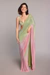 Buy_Itrh_Pink Net Crystals, Stones Aaliyah Ombre Saree With Embroidered Blouse _at_Aza_Fashions