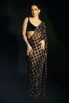 Buy_Itrh_Black Net Crystals Nightfall Embellished Saree With Blouse _at_Aza_Fashions