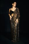 Shop_Itrh_Black Net Crystals Nightfall Embellished Saree With Blouse _at_Aza_Fashions