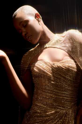Shop_Itrh_Beige Net Crystals Sweetheart Neck, High Valora Draped Corset Gown With Cape _Online_at_Aza_Fashions