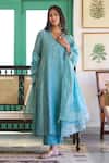 Buy_Trendy Tokari_Sky Blue Silk, Chanderi, Cotton Embroidery Kurta Set _Online_at_Aza_Fashions