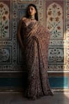 Buy_Jayanti Reddy_Peach Georgette Sequins Nyra Embellished Saree And Corset Set _at_Aza_Fashions