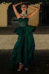 Shop_Jayanti Reddy_Green Net Cowl Structured Corset And Skirt Set _at_Aza_Fashions