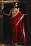 Shop_Jayanti Reddy_Red Silk Zari Mini Aira Embroidered Saree And Blouse Set _at_Aza_Fashions