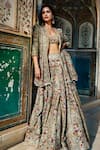 Buy_Jayanti Reddy_Beige Georgette Sequins, Embroidery, Stones Nyra Floral Lehenga Set _at_Aza_Fashions