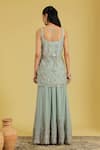Shop_Meenagurnam_Green Net, Georgette Embroidery, Sequins, Beads Flower Jaal Kurta Sharara Set _at_Aza_Fashions
