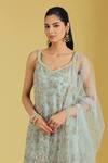 Shop_Meenagurnam_Green Net, Georgette Embroidery, Sequins, Beads Flower Jaal Kurta Sharara Set _Online_at_Aza_Fashions