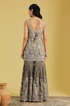 Shop_Meenagurnam_Grey Tissue Embroidery, Sequins, Pearls Resham Cutdana Jaal Kurta And Gharara Set _at_Aza_Fashions