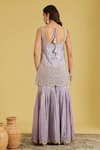 Shop_Meenagurnam_Lilac Tissue Sequins, Beads, Mirrors And Work Kurta Gharara Set _at_Aza_Fashions