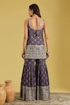 Shop_Meenagurnam_Purple Chinon Sequins, Zari Geometric Jaal Embroidered Kurta Gharara Set _at_Aza_Fashions