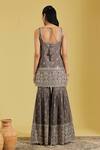 Shop_Meenagurnam_Grey Georgette Sequins, Zari Jaal Embroidered Kurta Gharara Set _at_Aza_Fashions