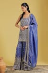 Buy_Meenagurnam_Blue Georgette Sequins, Zari, Stones Jaal And Patra Work Kurta Gharara Set _at_Aza_Fashions