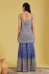 Shop_Meenagurnam_Blue Georgette Sequins, Zari, Stones Jaal And Patra Work Kurta Gharara Set _at_Aza_Fashions