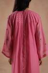 Begum_Pink Chanderi Silk, Cotton Embroidery, Zari Jheel Flower Kurta Set _at_Aza_Fashions