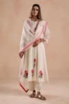 Buy_Begum_Ivory Chanderi Silk, Cotton, Organza Embroidery Holi Rose Placement Kurta Set _at_Aza_Fashions