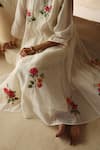 Shop_Begum_Ivory Chanderi Silk, Cotton, Organza Embroidery Holi Rose Placement Kurta Set 