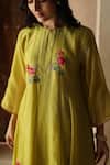 Shop_Begum_Green Chanderi Silk, Cotton, Organza Embroidery Holi Placement Kurta Set 