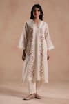 Begum_Ivory Chanderi Silk, Cotton, Organza Embroidery Evara Kurta Set _Online_at_Aza_Fashions