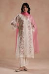 Buy_Begum_Ivory Chanderi Silk, Cotton, Organza Embroidery Evara Kurta Set _at_Aza_Fashions