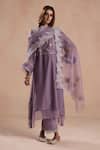 Buy_Begum_Purple Chanderi Silk, Cotton, Organza Embroidery, Siara Placement Kurta Set _at_Aza_Fashions