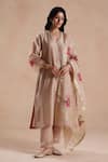 Buy_Begum_Beige Silk, , Jacquard, Cotton, Sidra Embroidered Kurta Set _at_Aza_Fashions